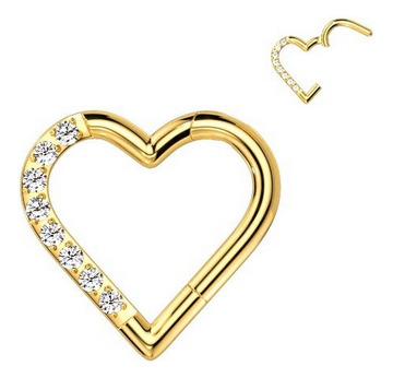 Piercing Clicker Daith Titanio Argolla Corazón Zirconias