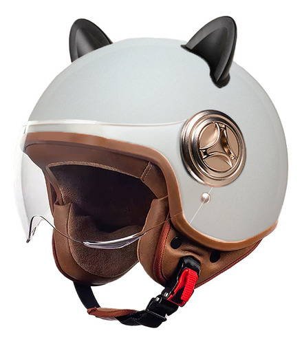 Casco De Moto Cat's Ear, Protección Contra Caídas, Gris