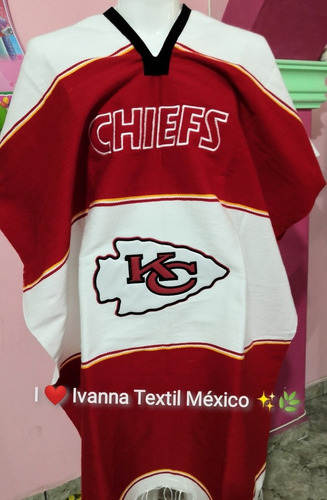 Jorongo Gabán Deportivo Nfl Chiefs Kansas 100% Algodón 