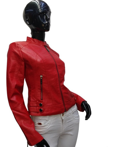 Imagen 2 de 5 de Chamarra Dama Tacto Piel Tipo Piel Biker Tactopiel Chaqueta