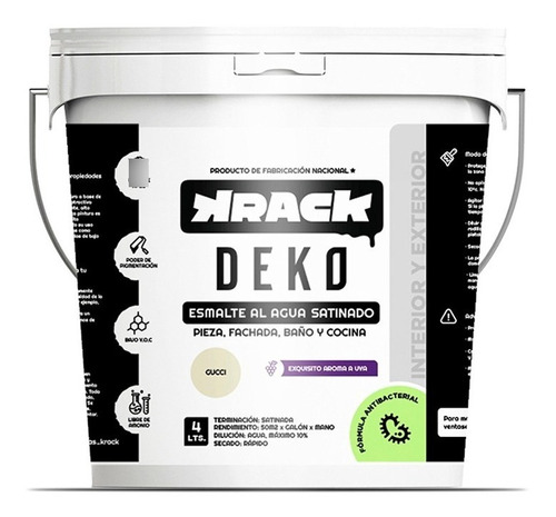 Deko Esmalte Al Agua Krack Satinado 4 Litros