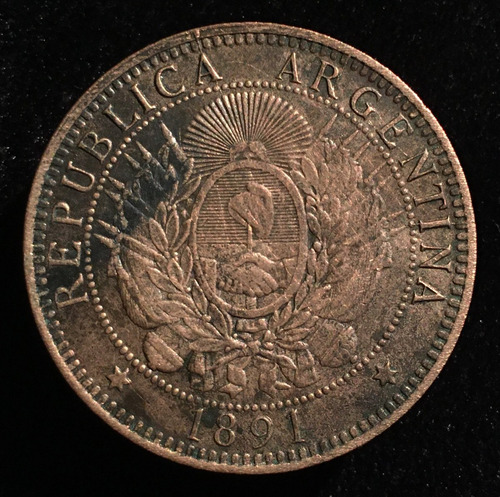 Argentina, 2 Centavos, 1891. Cj#32. Vf