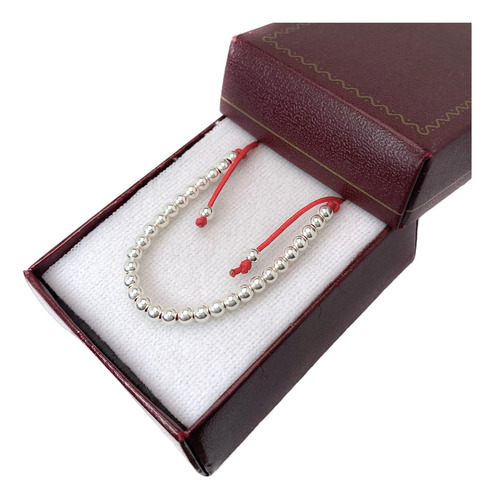 Pulsera Ajustable De Hilos Con Plata 925 (lpu04) Diámetro 6 Cm