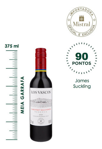 Vinho Los Vascos Cabernet Sauvignon 2021 Meia Gfa 375ml