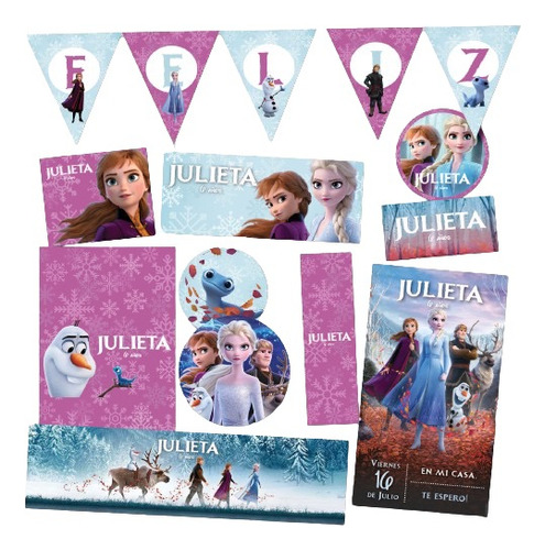 Kit Imprimible Personalizado Frozen Candy Cumple Anna Elsa