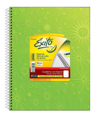 Xito 9187 Cuaderno E7 Verde Manzana Rayado X60 Hojas