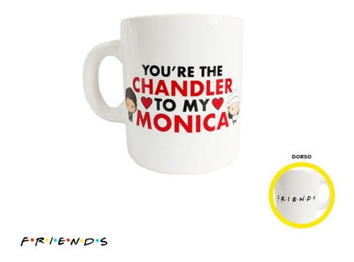 Taza Blanca Chibis: Chandler / Monica - Friends