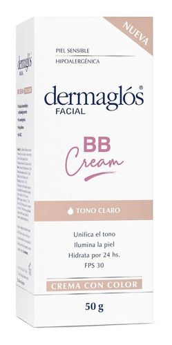 Dermaglos Bb Cream Facial Con Color Tono Claro Fps30 50 G