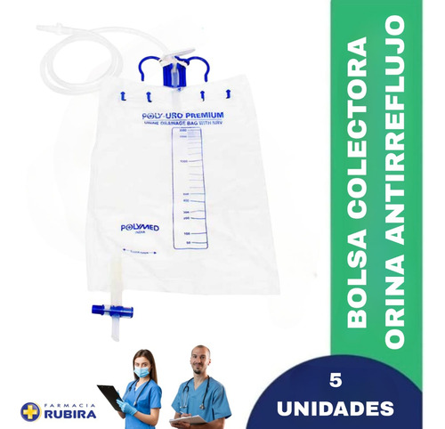 Bolsa Colectora De Orina Antirreflujo Premium Pack X 5 Unds