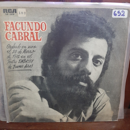 Vinilo Facundo Cabral En Vivo 1972 Embassy Bs As Xxx M4