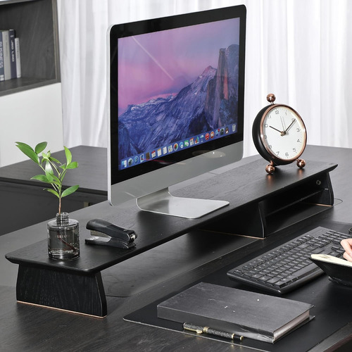 Ive Design Soporte De Monitor De Madera Negro Mate Para Escr