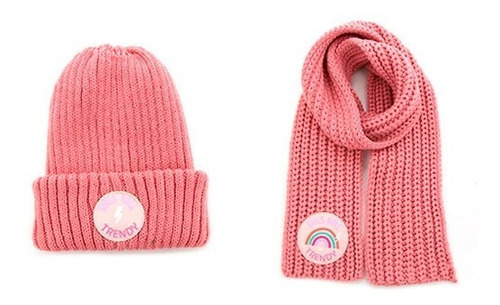 Combo Infantil Gorro Beanie Lana + Bufanda Invierno Trendy