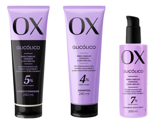 Kit Ox Glicolico Cond 240ml+shamp 240ml + Acidificante 200ml
