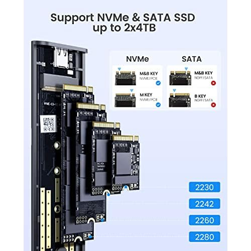 Carcasa Ssd M.2 Nvme Dual, Adaptador Usb C M2 Ssd M.2 P...