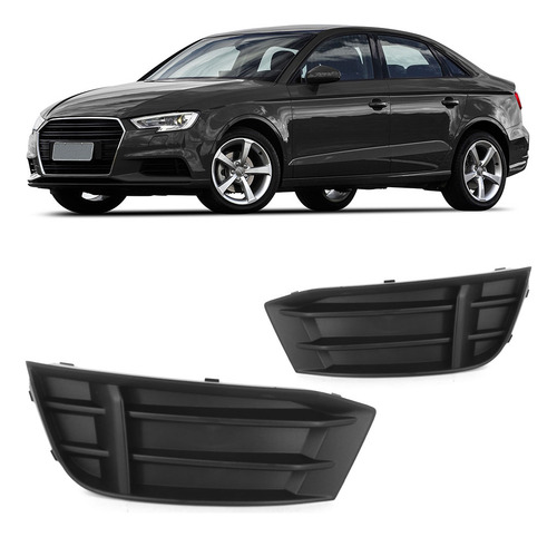 Par Moldura Grade Farol Milha Audi A3 2017 A 2019 Sem Furo