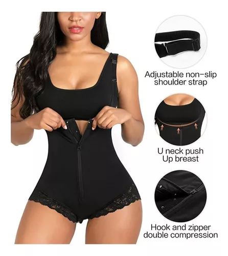  Body Shaper - Body Shaper para mujer, con control de abdomen,  fajas colombianas, ropa de compresión con cremallera en la entrepierna  (color negro, talla XXL) : Ropa, Zapatos y Joyería