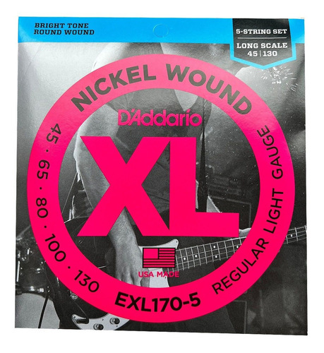 Encordoamento Baixo Daddario 5 Cordas 045 Exl170-5 Nickel