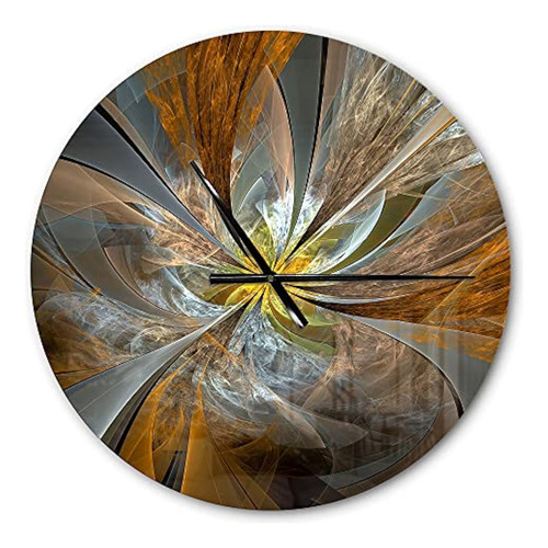 Designq 'symmetrical Brown Fractal Flower' Reloj De Pared Mo