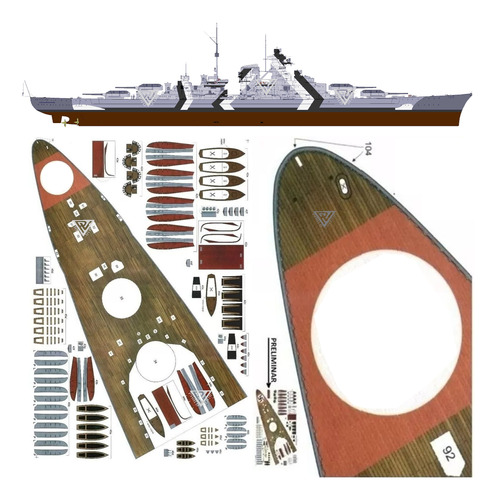 Bismarck 1:50  (modelo Papercraft Para Imprimir)