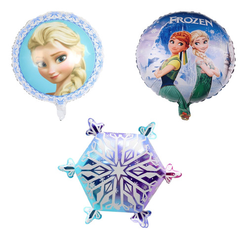 Tres Globos / Dos Globos Redondos Frozen U Un Copo De Nieve