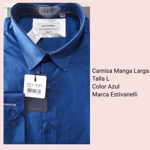 Camisa Manga Larga Talla L Azul Medio