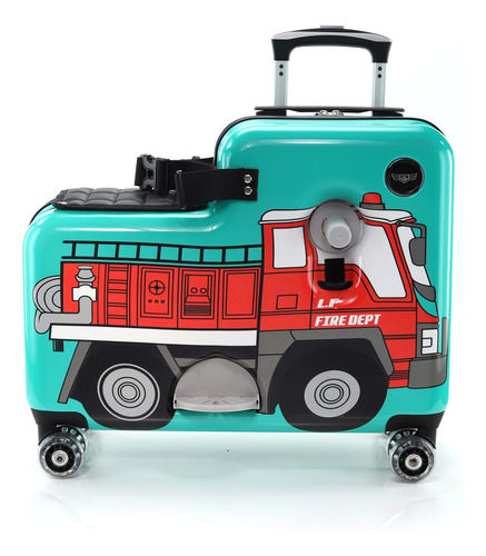 Maleta Niños 51 Cm Camión Bomberos Rojo Carcasa Dura Ruedas