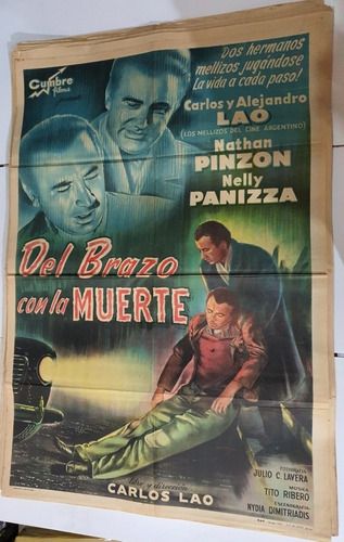 Antiguo Afiche De Cine Original-del Brazo Con La Muerte-sb