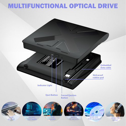 Unidad Blu Ray Externa Wbacon Portátil Usb 3.0/tipo-c