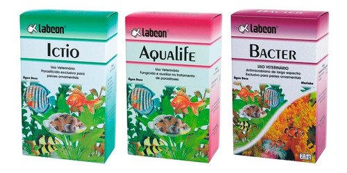 Labcon Kit Medicamentos Para Aquário - Ictio Aqualife Bacter