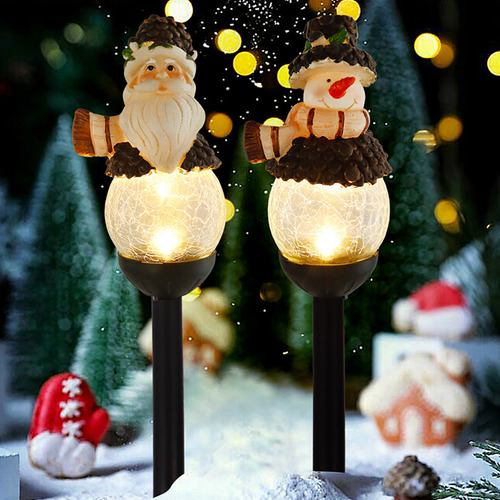 Juego Mixto De Luces Solares Navideñas Con Muñeco De Nieve D