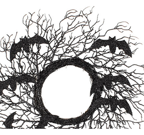 Corona Negra De Halloween Con Murciélagos For Decoración De