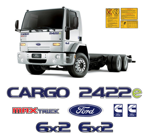 Kit Adesivo Emblema Ford Cargo 2422e Max Truck 6x2 Cummins
