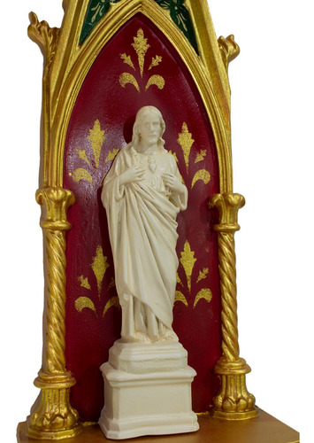 Imagem 3 de 5 de Oratório Sagrado Coração De Jesus Em Resina - 46cm
