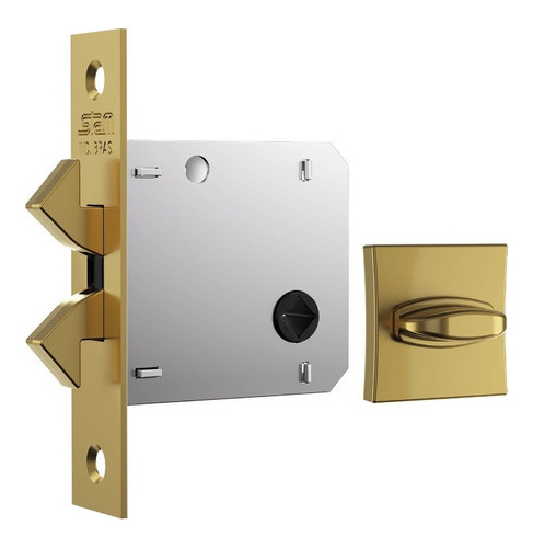 Fechadura 1006s Roseta Quadrada Gold Banheiro Porta Correr