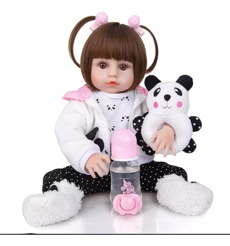 Boneca Bebê Reborn Realista Panda 48cm