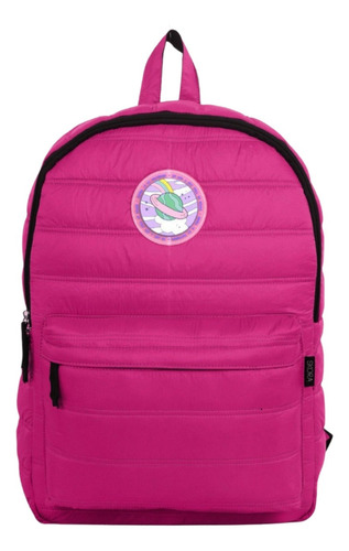 Mochila Puffer Urbana Fucsia Skora Is My Universe Diseño de la tela Liso