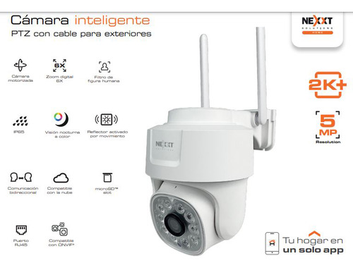 Cámara Inteligente Wi-fi Ptz Exterior 5mp 2k+ Nexxt Nhc-op10