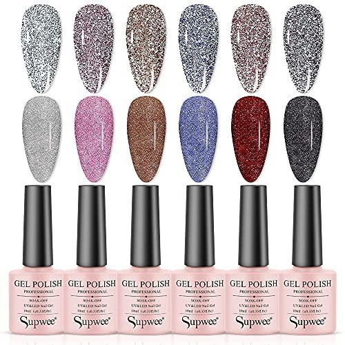 Esmalte De Uñas - Supwee Reflective Glitter Gel Polish Set 6