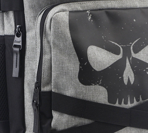 Mochila Con Carro Lsd Tactic Skull 18'' Premium 94.6034 Color Gris Diseño De La Tela Lisa