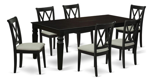 East West Furniture Lgcl7-blk-c Juego De Mesa Y Sillas De