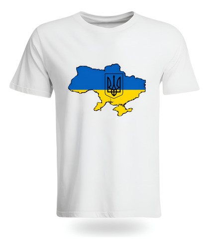 Remera Ucrania Mapa Blanca Tridente