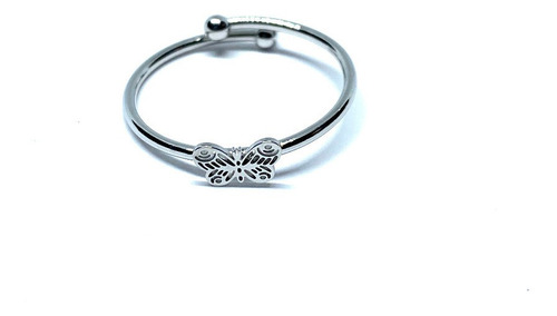 Imagen 1 de 1 de Anillo Acero Inoxidable Plateado Mariposa Ajustable
