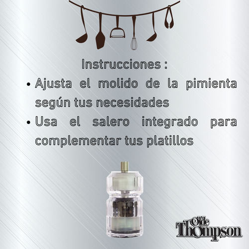 Cocina Molino De Pimienta Con Salero En Acrílico Olde Thomps