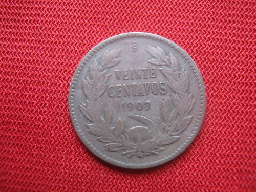 Chile 20 Centavos 1907 Plata 