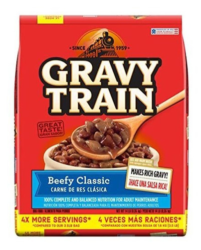 Gravy Train Beefy Clásico Pienso Para Perros, 14 Libras.