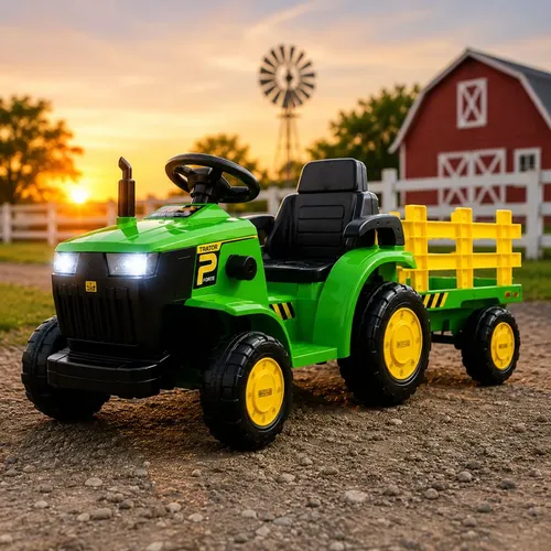 Trator Eletrico Infantil Verde E Amarelo 12v