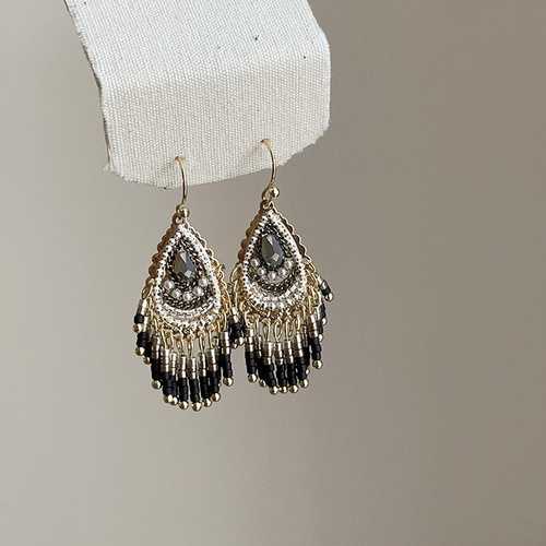 Pendientes Colgantes Con Borlas Para Mujer, Ideales Negro