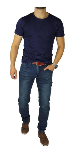 Imagen 1 de 6 de Pantalón Jeans Elasticado Hombre Skinny Semipitillo