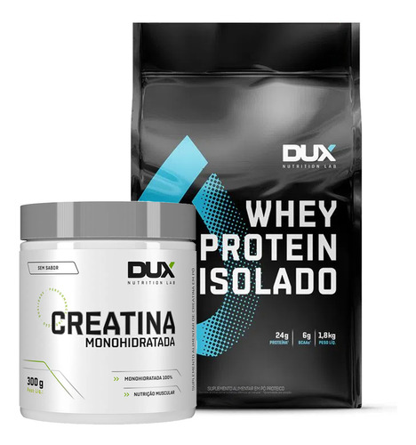 Kit Whey Isolado 1,8kg + Creatina 300g - Dux Nutrition Sabor Cookies E Cream