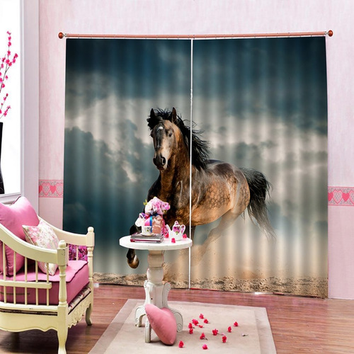 Indow - Cortina Para Cojín, Diseño De Caballo, 150 X 166 C